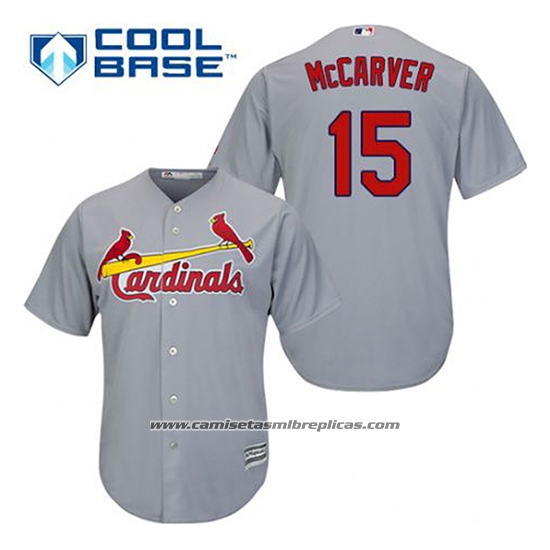 Camiseta Beisbol Hombre St. Louis Cardinals Tim Mccarver 15 Gris Cool Base